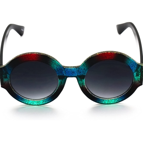 ROUND GLITTER COLORBLOCK 😎 SUNGLASSES - Picture 5 of 5